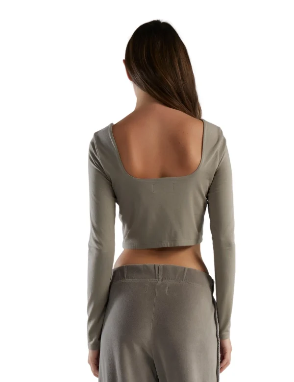 Discount LES TIEN Tess Square Neck Long Sleeve Dove