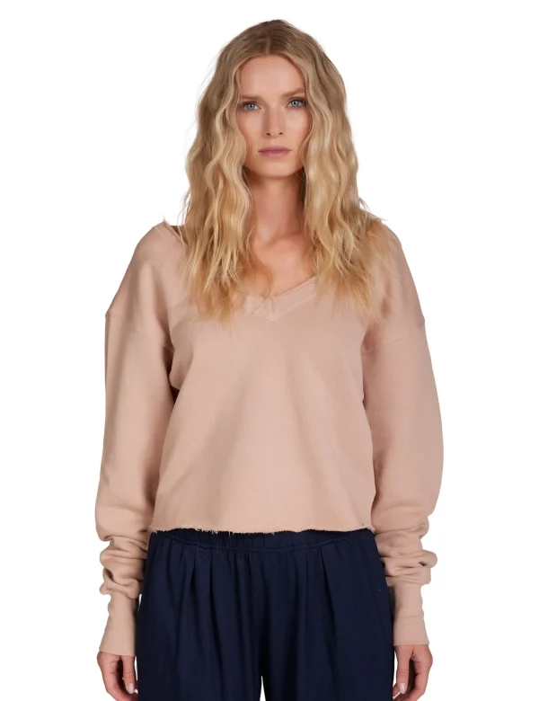 New LES TIEN Veronica Double V Roll Neck Mauve