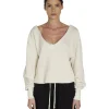 Sale LES TIEN Veronica Double V Roll Neck Ivory