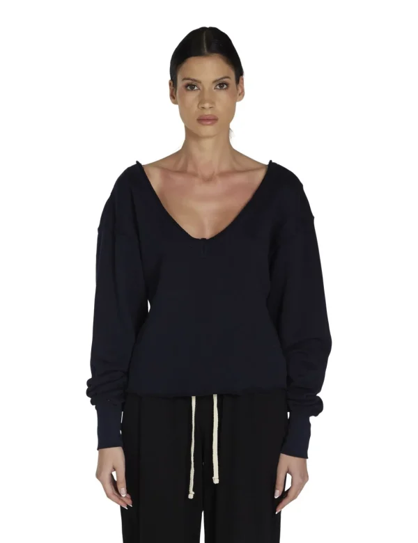 Sale LES TIEN Veronica Double V Roll Neck Navy