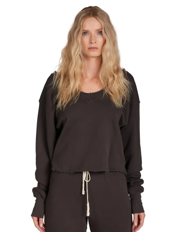 New LES TIEN Veronica Double V Roll Neck Vintage Black