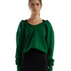 Clearance LES TIEN Veronica Double V Roll Neck Verde