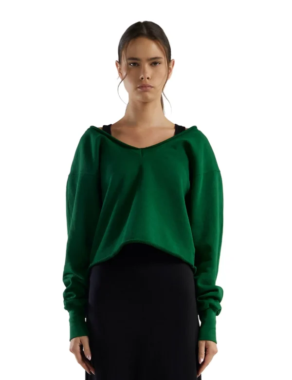 Clearance LES TIEN Veronica Double V Roll Neck Verde
