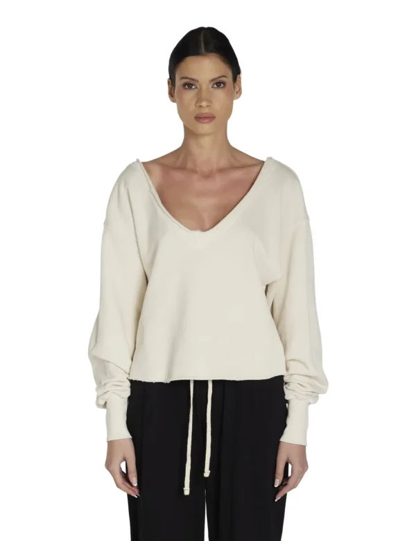 Sale LES TIEN Veronica Double V Roll Neck Ivory