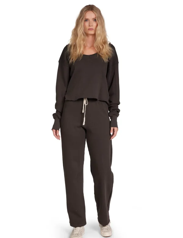 New LES TIEN Veronica Double V Roll Neck Vintage Black