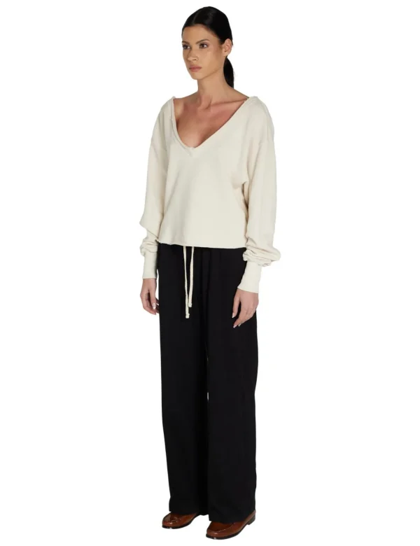 Sale LES TIEN Veronica Double V Roll Neck Ivory