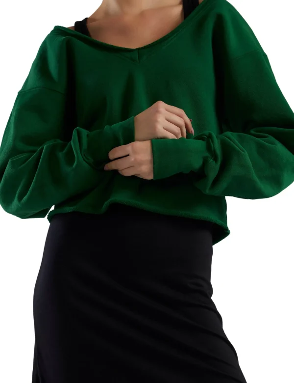 Clearance LES TIEN Veronica Double V Roll Neck Verde