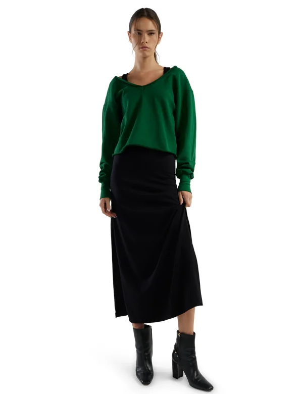 Clearance LES TIEN Veronica Double V Roll Neck Verde