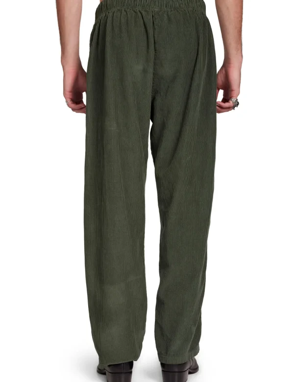 New LES TIEN Wide Wale Corduroy Classic Pant Dark Moss