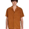 New LES TIEN Wide Wale Corduroy Cuban Shirt Sahara