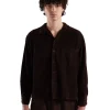 Discount LES TIEN Wide Wale Corduroy L/S Cuban Shirt Brown Fig Stone