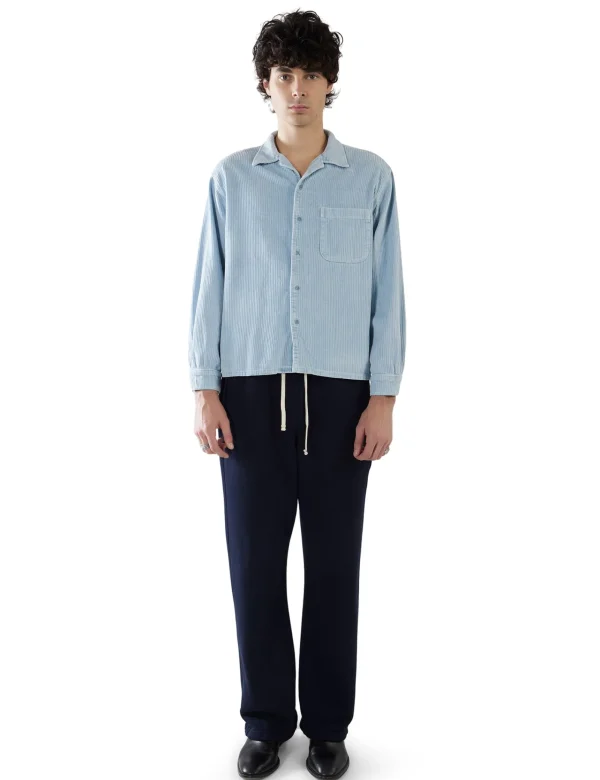 Online LES TIEN Wide Wale Corduroy L/S Cuban Shirt Washed Dusty Blue