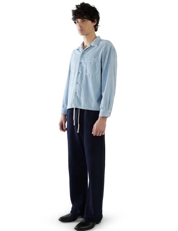 Online LES TIEN Wide Wale Corduroy L/S Cuban Shirt Washed Dusty Blue