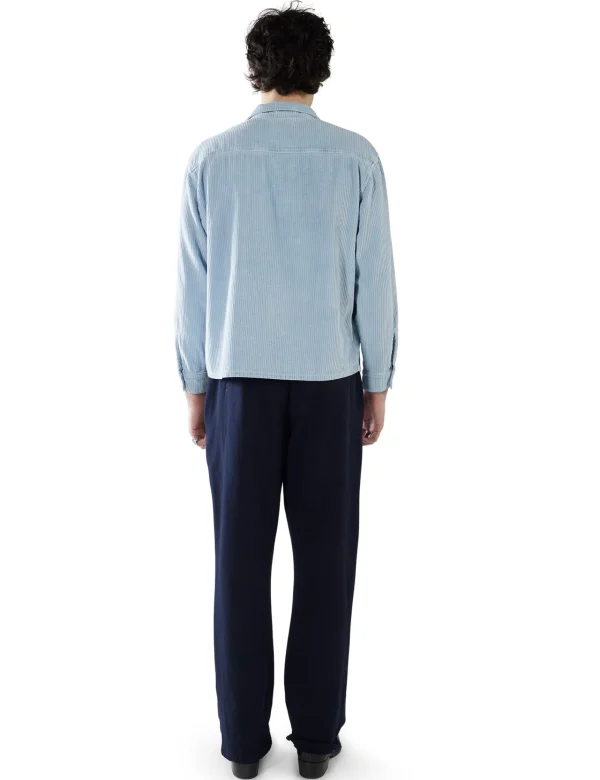 Online LES TIEN Wide Wale Corduroy L/S Cuban Shirt Washed Dusty Blue