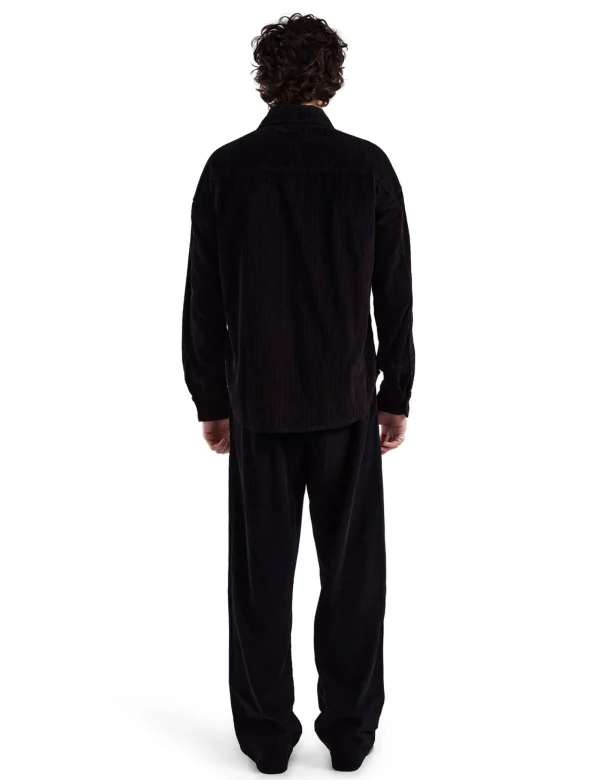 Clearance LES TIEN Wide Wale Corduroy Oversized Button Up Black