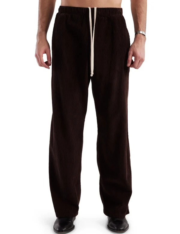 Outlet LES TIEN Wide Wale Corduroy Utility Puddle Pant Brown Fig Stone