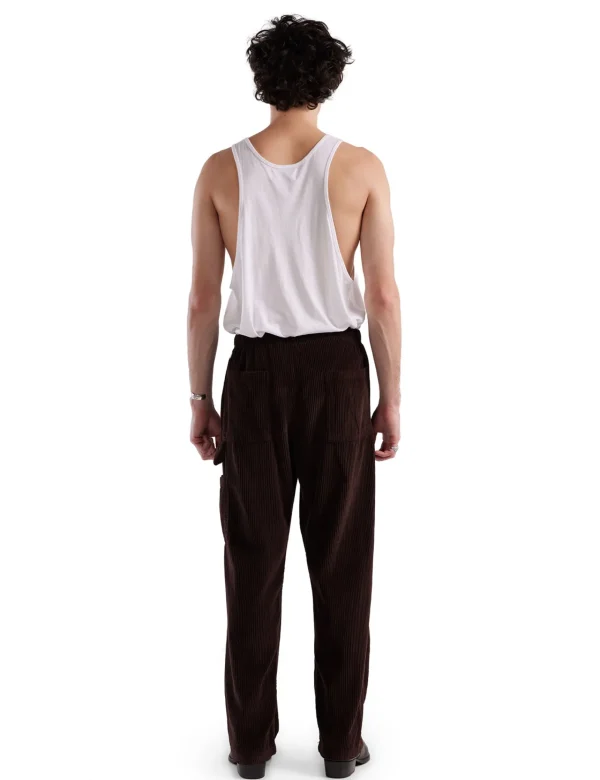 Outlet LES TIEN Wide Wale Corduroy Utility Puddle Pant Brown Fig Stone
