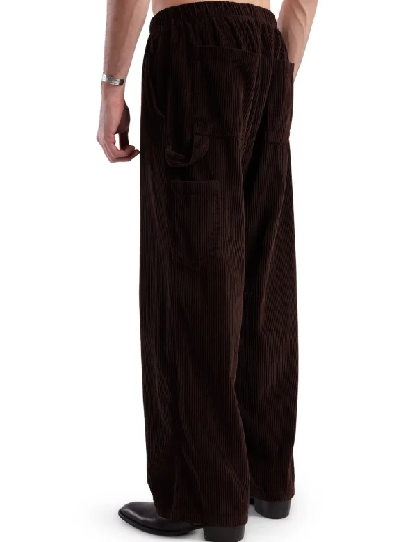 Outlet LES TIEN Wide Wale Corduroy Utility Puddle Pant Brown Fig Stone