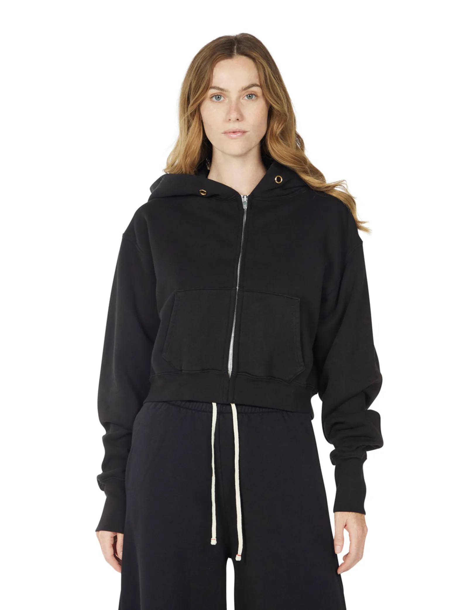 zendaya_crop_zip_hoodie_0.webp Hot LES TIEN Zendaya Crop Zip Hoodie Jet Black