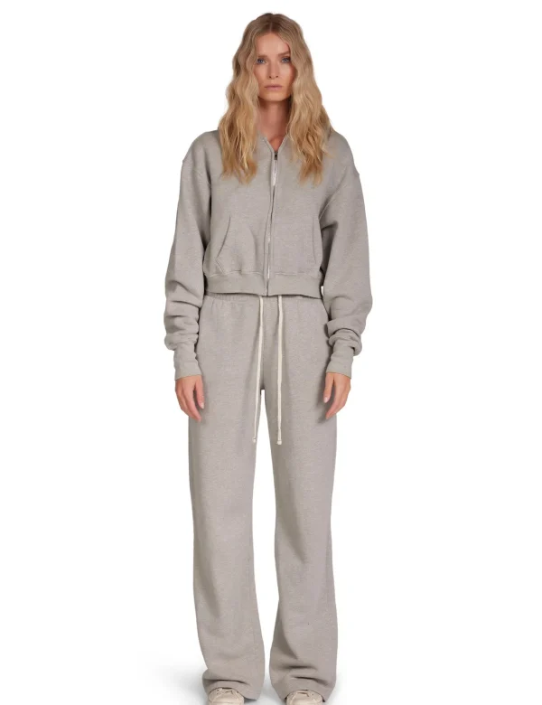 Sale LES TIEN Zendaya Crop Zip Hoodie Heather Grey