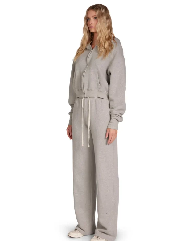 Sale LES TIEN Zendaya Crop Zip Hoodie Heather Grey